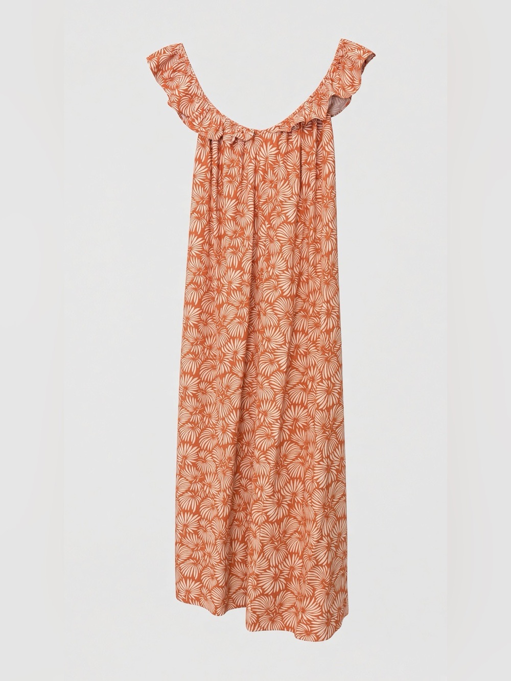 LOFT Orange and Cream Floral Maxi Skirt
